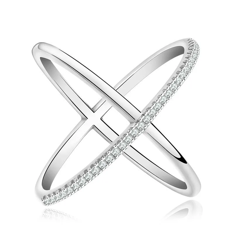

2 Colors X Shaped Letter 2018 Newest Design Infinity Ring With Micro Paved CZ Fashion Women Silver Color Rings Wholesale