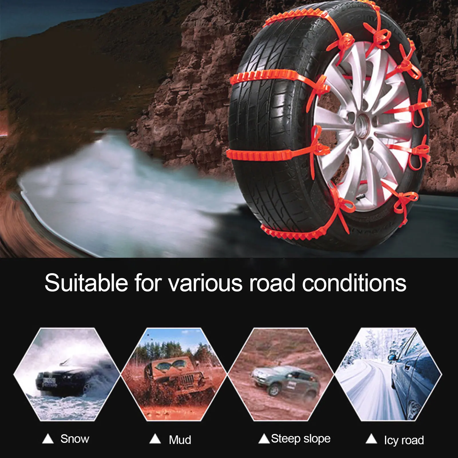 Tire Chains 10pcs/lot Car Winter Tire Wheels Snow Chain Anti-Skid Cable Belt Outdoor for Ice Mud Sand Auto Accessories