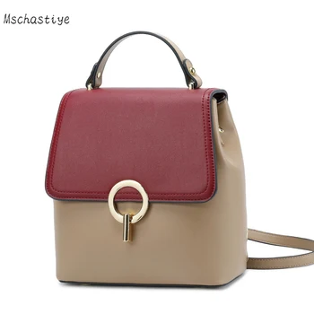 

Mschastiye genuine leather Backpack female Cow Leather fashion designer high quality women shoulder bags Bagpack mochila