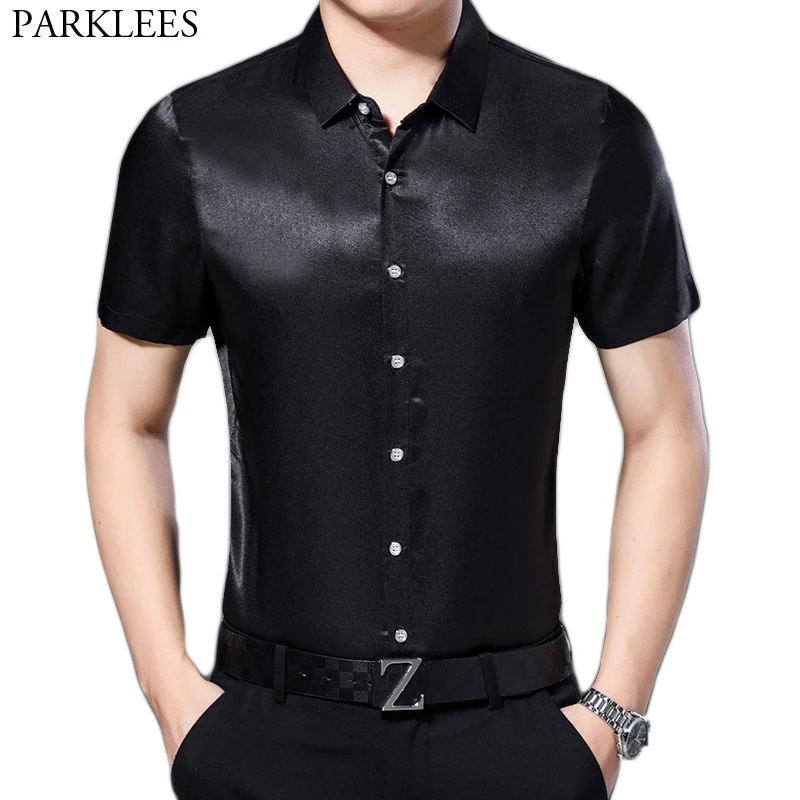 Chemise Homme En Satin Imprimé - Manches Longues - Coupe Ajustée - Style Hipster - Pour Soirée, Décontracté