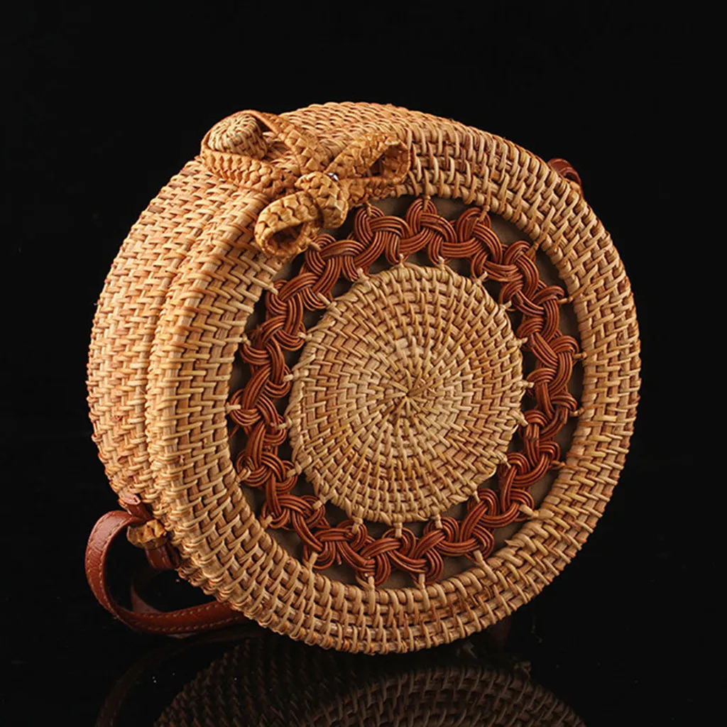 

Woman Bag Circle Handwoven Bali Round Retro Rattan Straw Beach Crossbody bolsa feminina torebka damska shopper bolso mujer