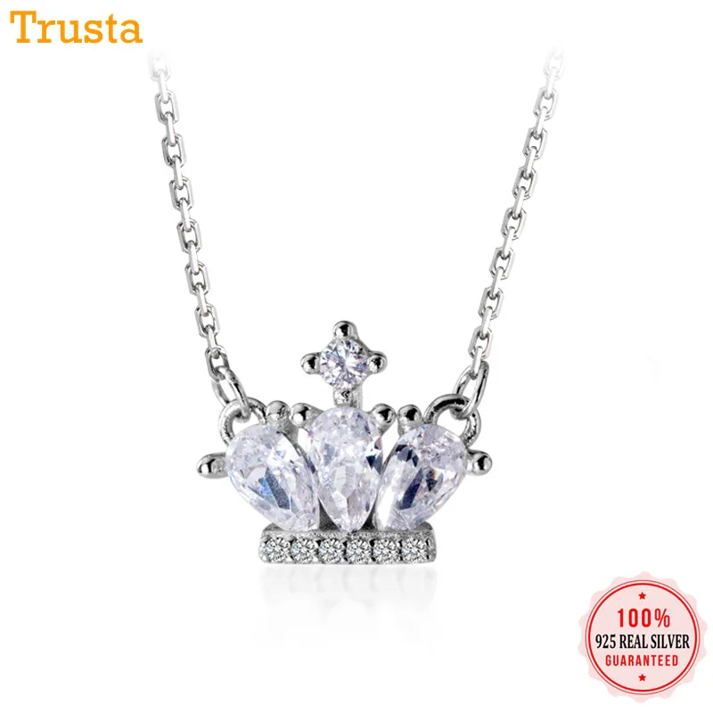 Серебряное ожерелье Trustdavis с подвеской в виде сверкающей короны из стерлингового