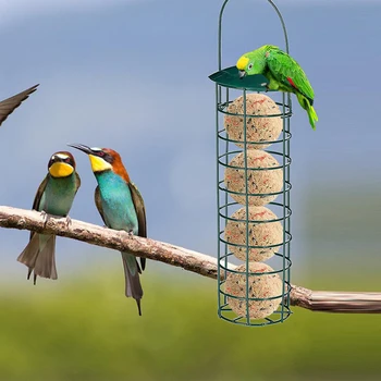 

Bird Feeder Outdoor Hanging Mesh Feeding Portable Wild Birds Iron Grease Ball Holder Products Park Garden Tree Container