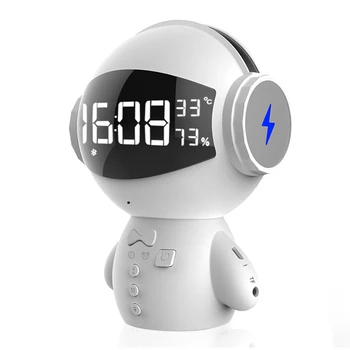 

Generation 2 Robot Wireless Bluetooth Speaker Large LED Display Alarm Clock FM Radio Temperature Power Bank Karaoke Function.
