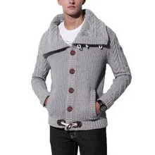 Puimentiua Men's Knit sweater Thick Wool Turtleneck Long Sleeve Jacket Cardigan with Horn Button Men's Sweater Jacket 2019 Puimentiua Men's Knit sweater Thick Wool Turtleneck Long Sleeve Jacket Cardigan with Horn Button Men's Sweater Jacket 2019