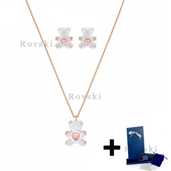 

High Quality 1:1 SWAN Original Lively Cute Children's Fun Teddy Female Earrings Necklace Set 5452026 5447445 Gift for Women