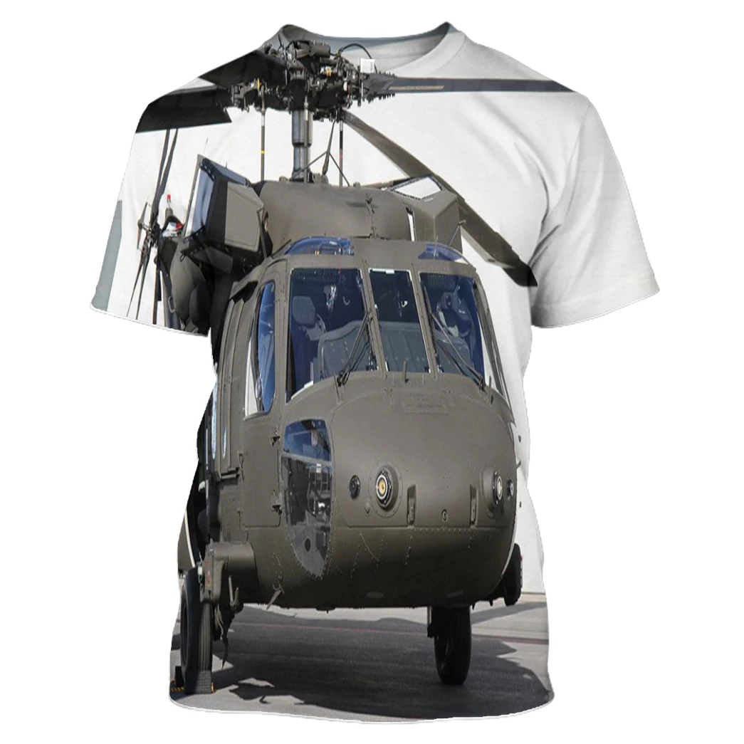 

2019 LBG new 3D printing Black Hawk helicopter T-shirt men and women fashion sweatshirt casual short-sleeved Harajuku T-shirt