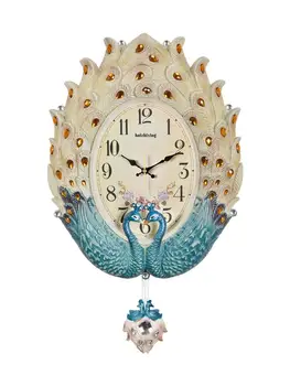 

Peacock wall clock living room European clock decoration clocks creative fashion mute table artist clock Nordic watch