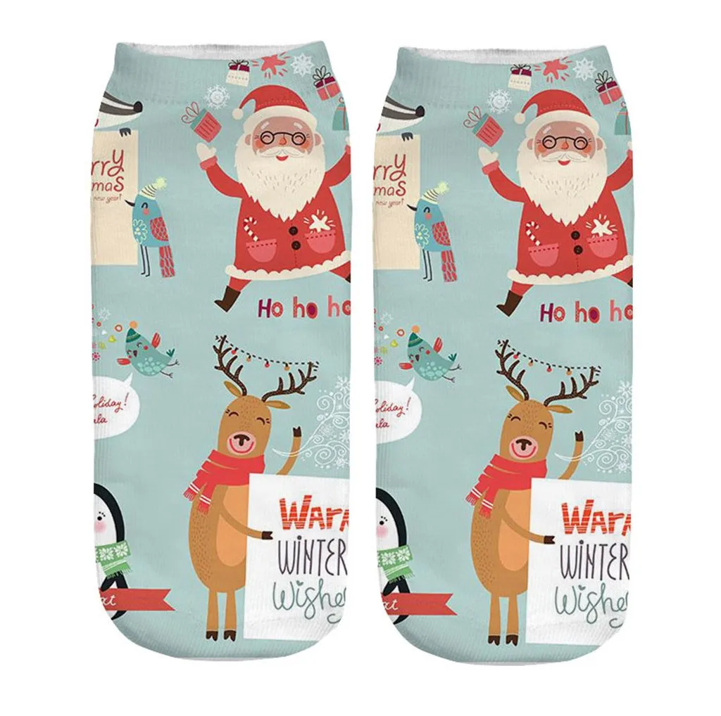 Casual Work Business Socks 3D Christmas Santa Girls Socks Elk Printing Boys Socks Medium Sports Socks L501014