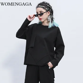 

Korea 2020 New Spring Solid Color O-neck Pocket Irregular T-shirt Women Streetwear Loose Casual Personality Tops Tide Y136