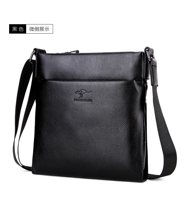 New Brand Solid Soft Leather Men Messenger Bag causal fashion Mens Business Shoulder Bag crossbody Bag male black Handbags