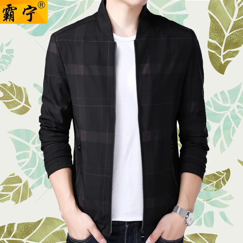

2019 Spring And Autumn New Style Young And Middle-aged Plaid Jacket Men Casual Baseball Collar Jacket Men's
