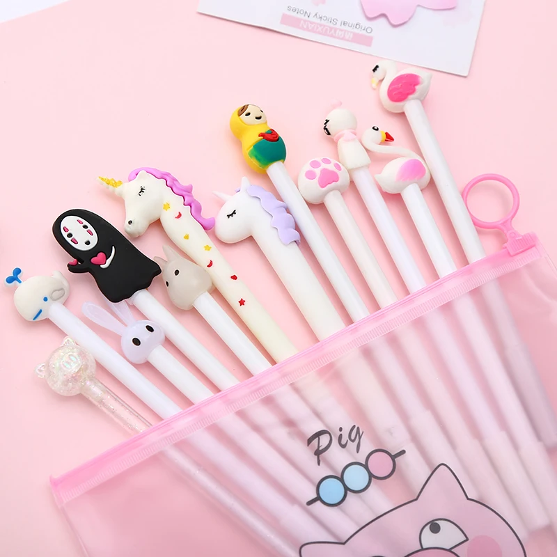 12 шт./компл.; красивый комплект одежды гелевая ручка Kawaii Унесенные призраками с изображением черного кота, офисные школьные Чехол для мобильного телефона в стиле "Bts аксессуар стационарный вещь Материал Карандаш Чехол сумка - Цвет: 8