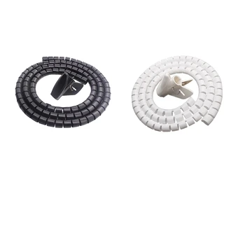 

2pcs Cable Spiral Binding Cable Tidy Wrap Spiral Binding Organiser Kit Black/White 3.94inch Dia 8mm