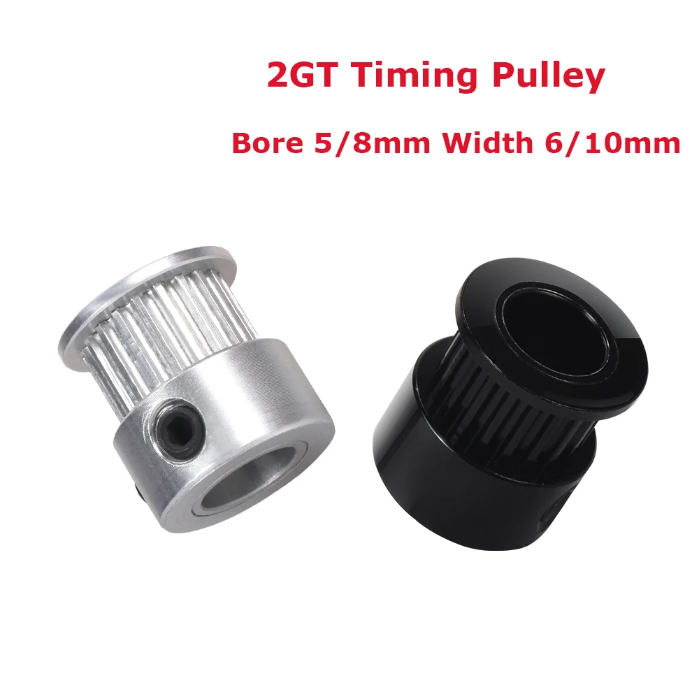 

2GT Timing Pulley 20 Teeth Bore 5mm 8mm Aluminum GT2 Synchronous Wheel Gear width 6/10mm Belt Black Silver For 3D Printer Parts