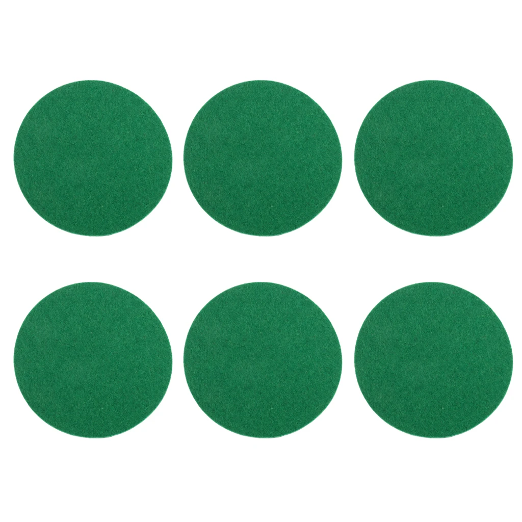 Air Hockey Table Pushers Felt Pads, Set of 6, Green, 60mm/74mm/94mm