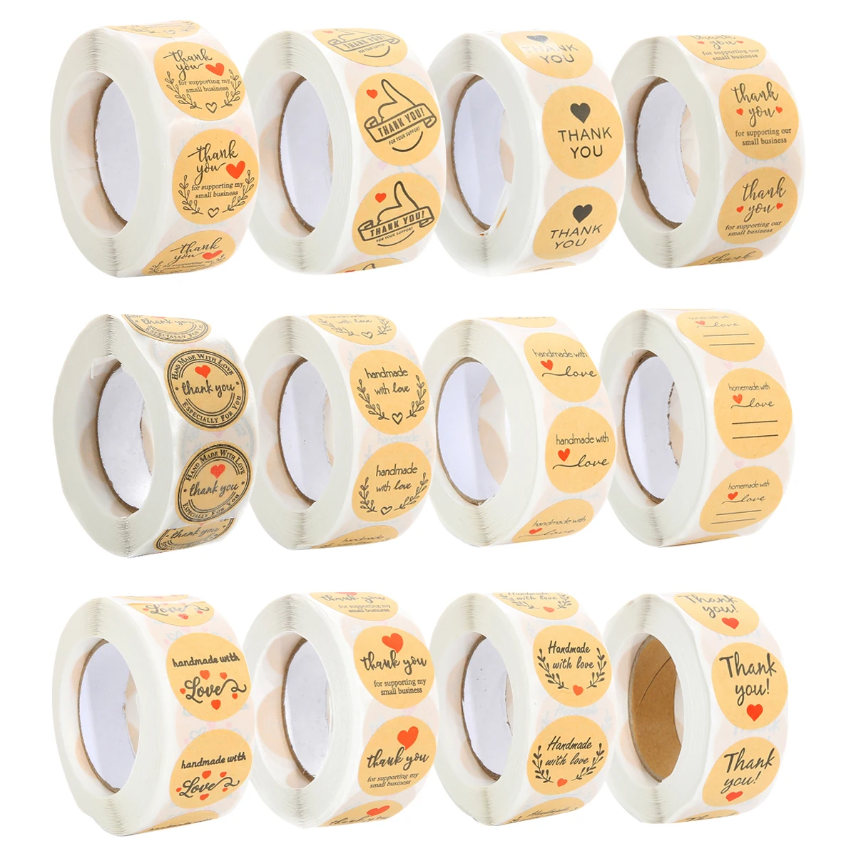 Round natural kraft handmade stickers Scrapbooking For package Adhesive Thank you sticker Seal labels 500pcs/roll handbook stickers roll packaging stickers packaging stickers decorative labels stickers kraft paper stickers paper stickers thank you stickers adhesive stickers self adhesive stickers stationery stickers decorative stickers diy scrapbooking accessories