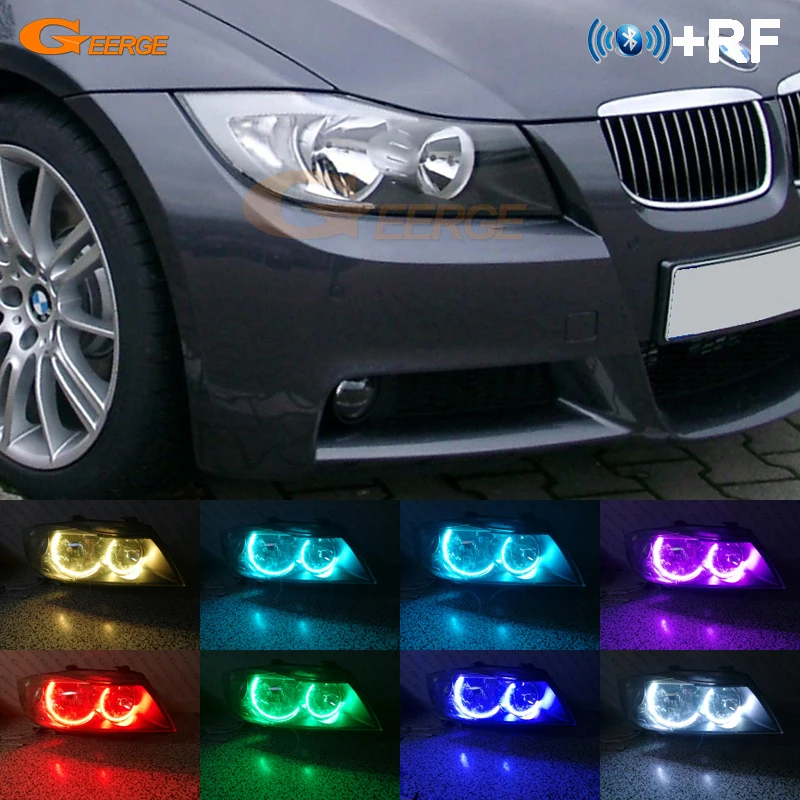 Для BMW E90 E91 saloon 2005 2008 галогенная фара RF remote Bluetooth APP многоцветный c образный стиль RGB