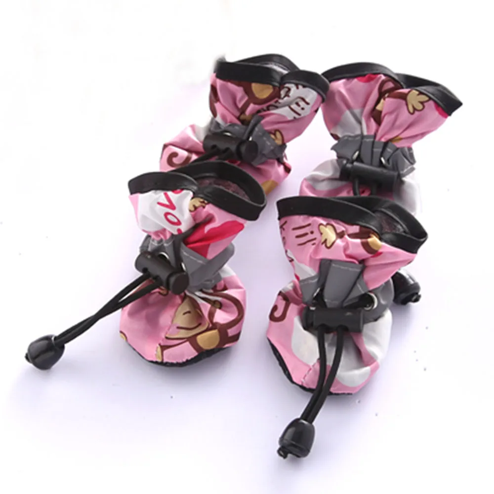Обувь для собак Милые Удобные противоскользящие ботинки аксессуары для домашних животных дождевые сапоги для щенков и кошек нескользящая обувь для домашних животных в подарок - Цвет: Pink