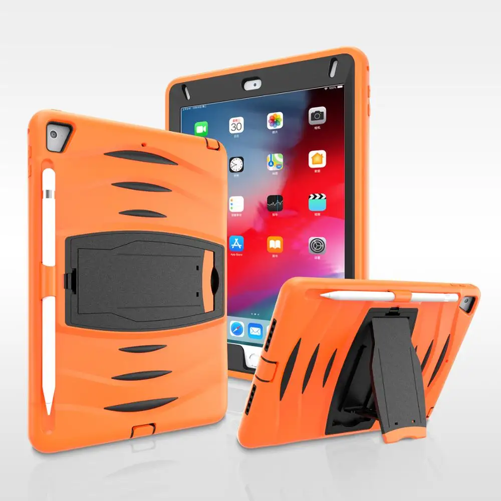

For Apple iPad 9.7" 2017/2018 Cover Kids Safe Shockproof Heavy Duty Silicone PC Color Ripple Tablet Case for iPad Pro 2016 Air 2