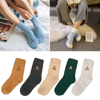 

1Pair Autumn Winter Thick Women Socks Casual Cartoon Print Short Socks for Lady Girls Lovely Cotton Socks Calcetines Mujer