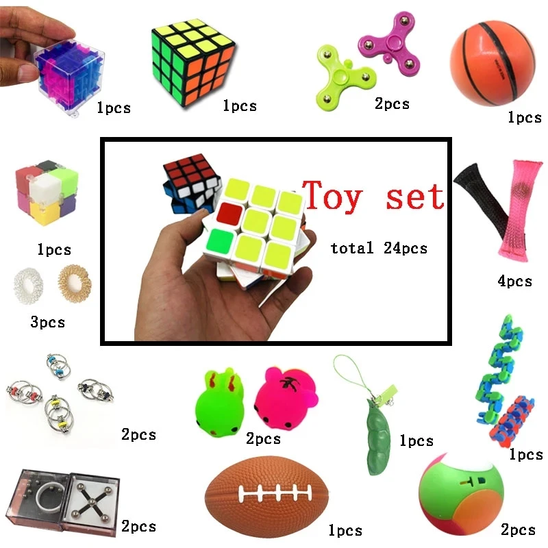 

Combination 24 Pieces Extrusive-Solving Fidget Kids Toys 2020 Hot Selling Various Styles Set Wholesale