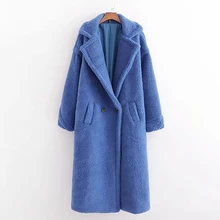 AGong, пальто из искусственного меха ягненка, женские модные двубортные куртки, женские элегантные пальто с отложным воротником, женские пальто JL