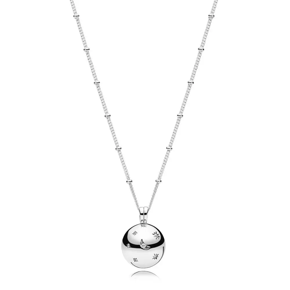 

Authentic 925 Sterling Silver Original Moon and Stars Europe Pendant Necklace Fit Women Bead Charm Gift DIY Jewelry