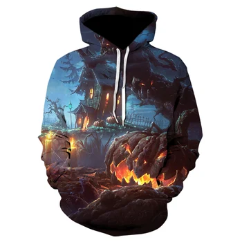 

2019 New Fashion Hoodie halloween Scary scarecrow and pumpkin lantern Fuuny 3d Print Men's Women's Hooded Sweatshirt size S-5XL