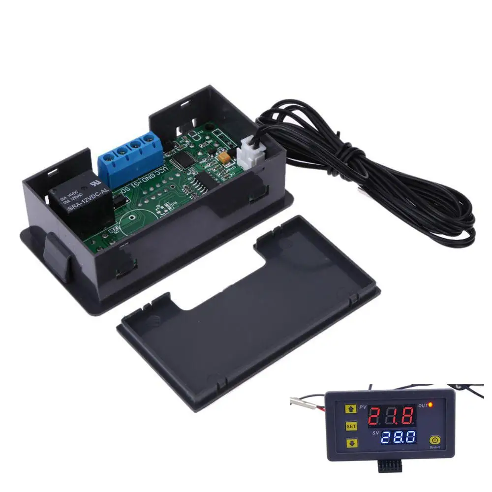 W3230 12V 24V AC110-220V 프로브 라인 20A 디지털 온도 제어 LED 디스플레이 온도 조절기 열/냉각 제어 기기