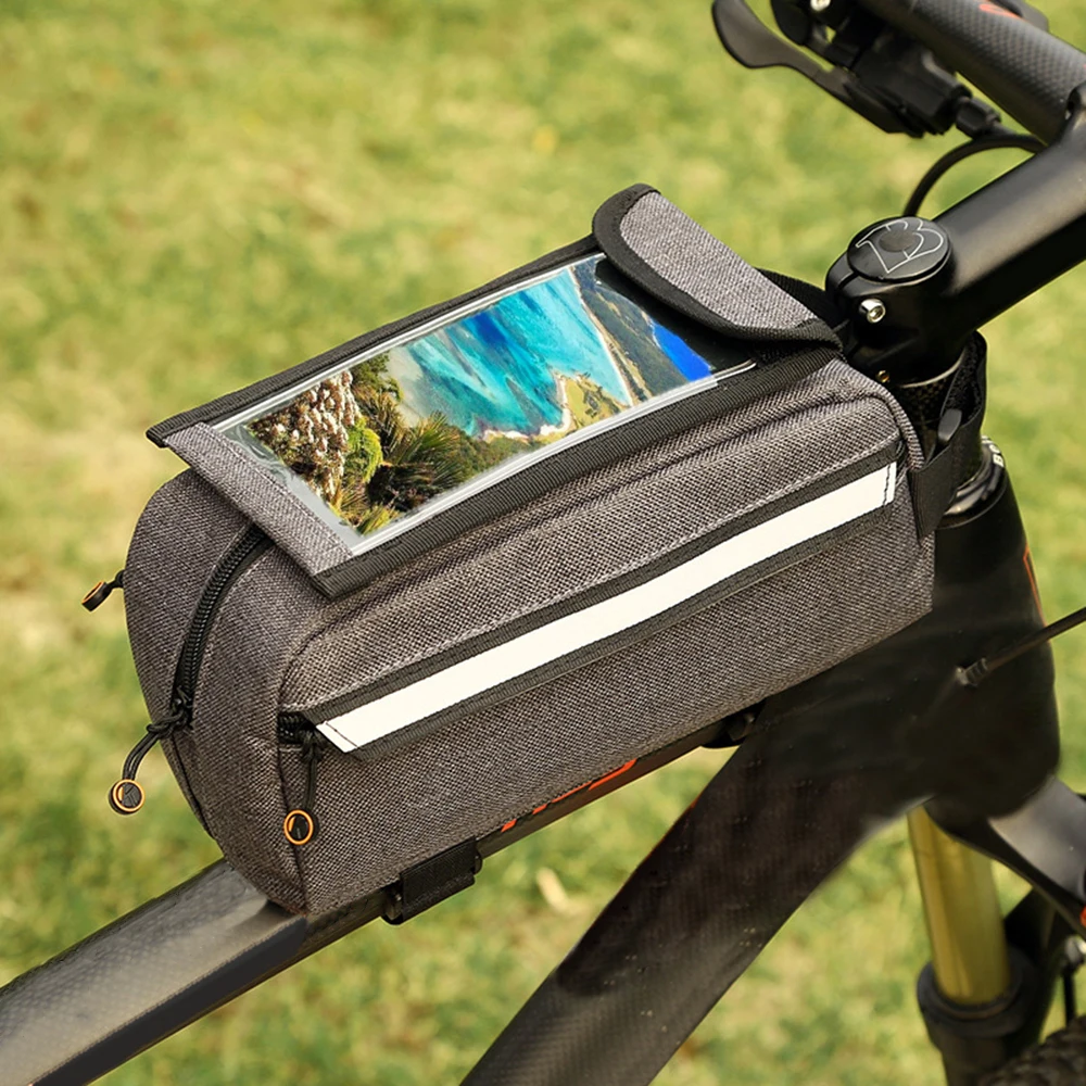 Велосипедные сумки Передняя рама MTB велосипедная сумка Аксессуары для велоспорта 21*10,5 см водонепроницаемый Сенсорный экран верхняя труба сумка для телефона