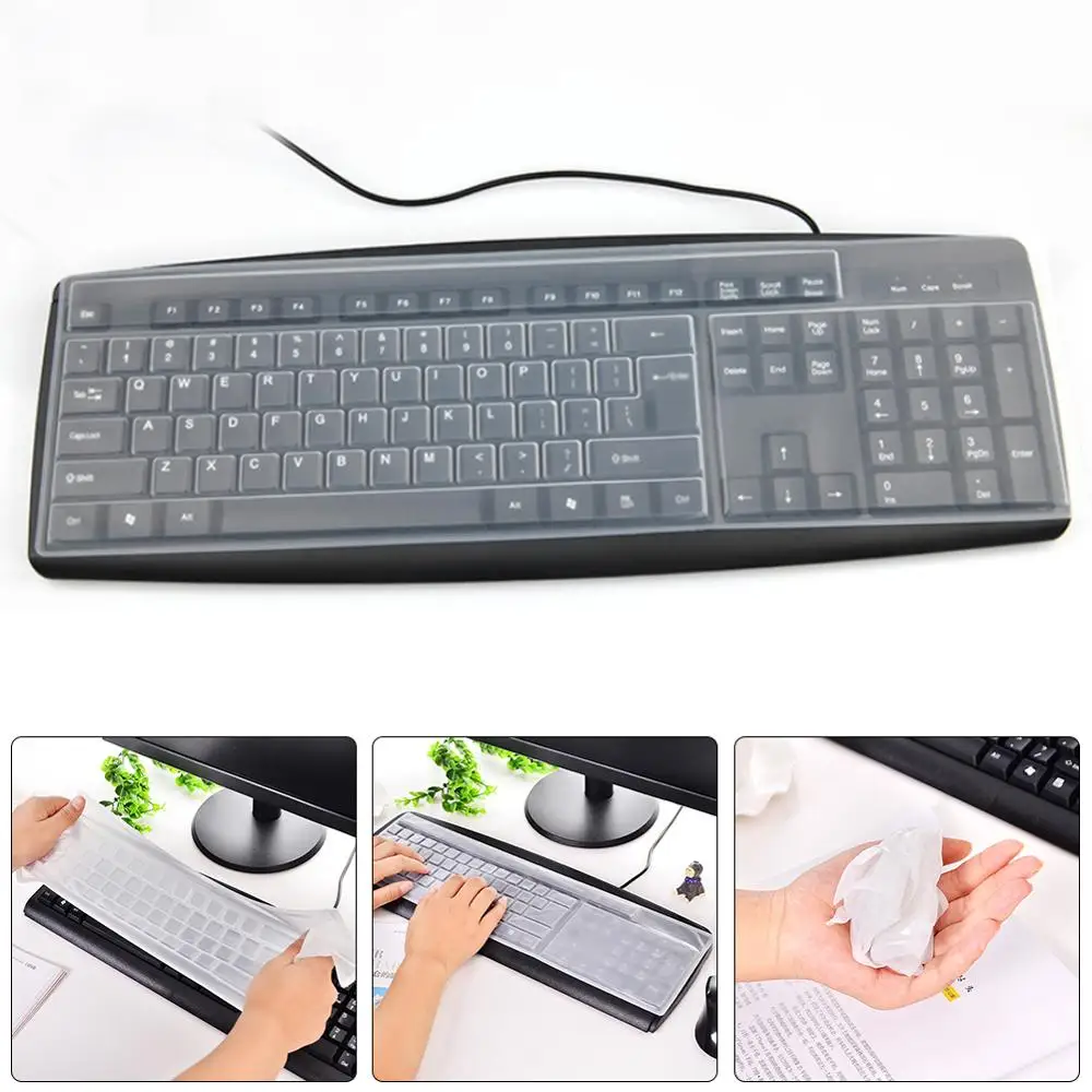 

High Quality 1pc Silicone Desktop Computer Keyboard Cover Skin Protector Slim Waterproof Transparent Clear Protecter Film Tools