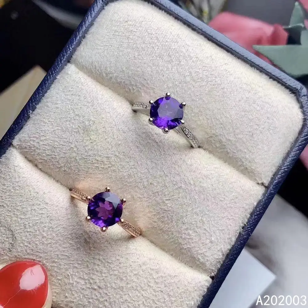 

KJJEAXCMY Fine Jewelry 925 Sterling Silver Inlaid Gem Crystal Amethyst Gemstone New Woman Lady Female Ring Birthday Gift PARTY
