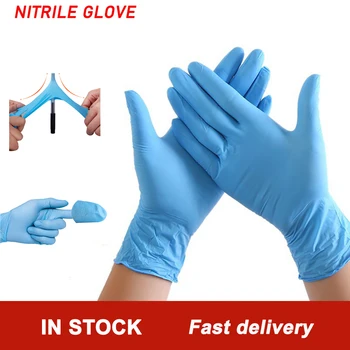 

100 pcs /lot Nitrile Gloves Blue white Waterproof Allergy Free Disposable Safety Work Gloves Nitrile Disposable Gloves