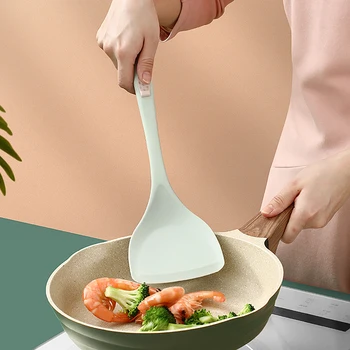 

Silicone Kitchen Utensils High Heat Resistant Non-Stick Cookware With Shovel Spoon Kitchen Supplies Spatula Tongs Soup Ladle