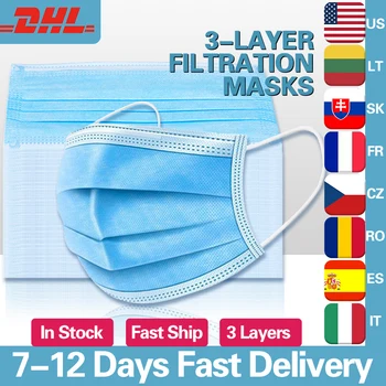 

Face Mask 10PCS Stock Mouth Mask Disposable Masks Protect 3 Layers Dustproof Earloop Non Woven Protective Masks Filter