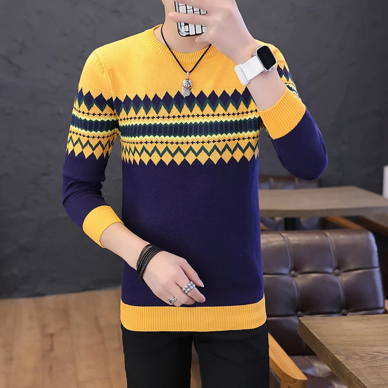 Свитера мужские новые модные повседневные с круглым вырезом тонкие мужские трикотажные качественные мужские свитера и пуловеры на осень и зиму мужская одежда