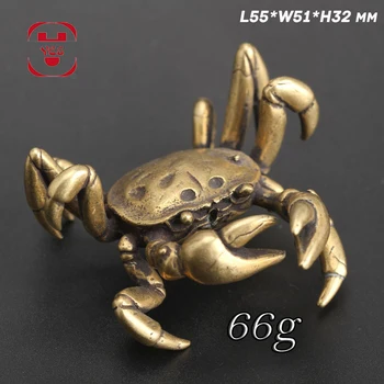 

YES 66g Creative Retro Brass Crab Animal Statue Tea Cup Holder Sculpture Wealth Money Pendant Decoration Ornament Hand Toy Gift