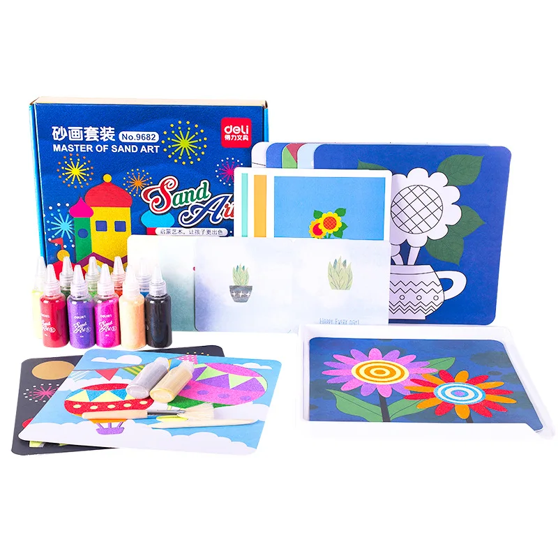 

Deli Sand Painting Set 9682DIY Painted Colored Sand Toy Educational Environmentally Friendly Children Colored Sand Painting Hand