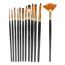 12 шт. Высокое качество Черный нейлон волосы акварельный рисунок кисти набор для художественной живописи