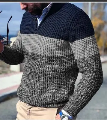 Цвет Bock мужской вязаный свитер осень-зима теплый пуловер Джемпер размера плюс с