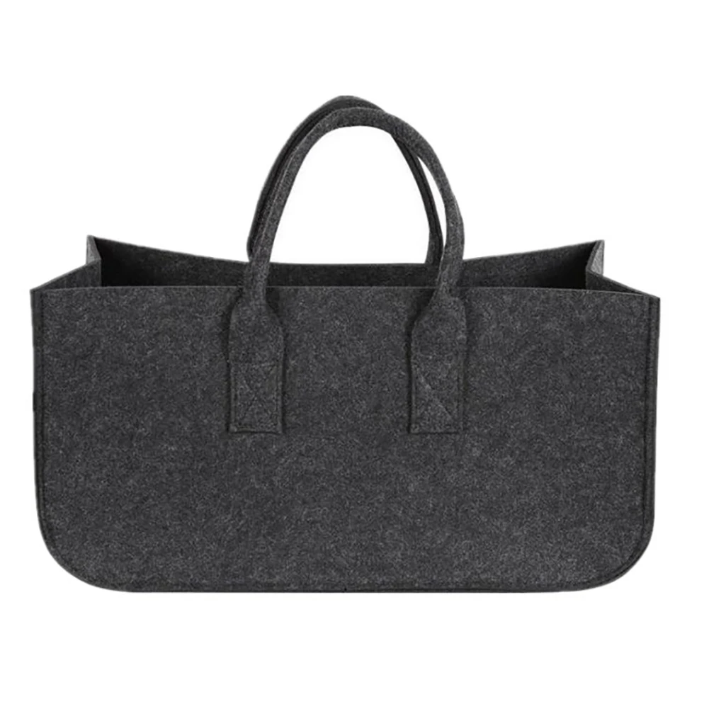 Большая вместительная наружная войлочная корзина для хранения шоппинг Мода с ручкой Органайзер для спальни сумки многофункциональное приспособление для переноски сумки - Цвет: Черный