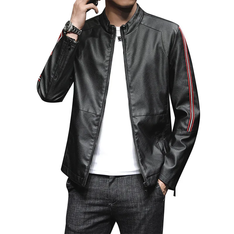 

Youth Men's Wear Li Collar Leather Coat Autumn Pu Leather Jacket Leisure Leather Coat Locomotive Clothing