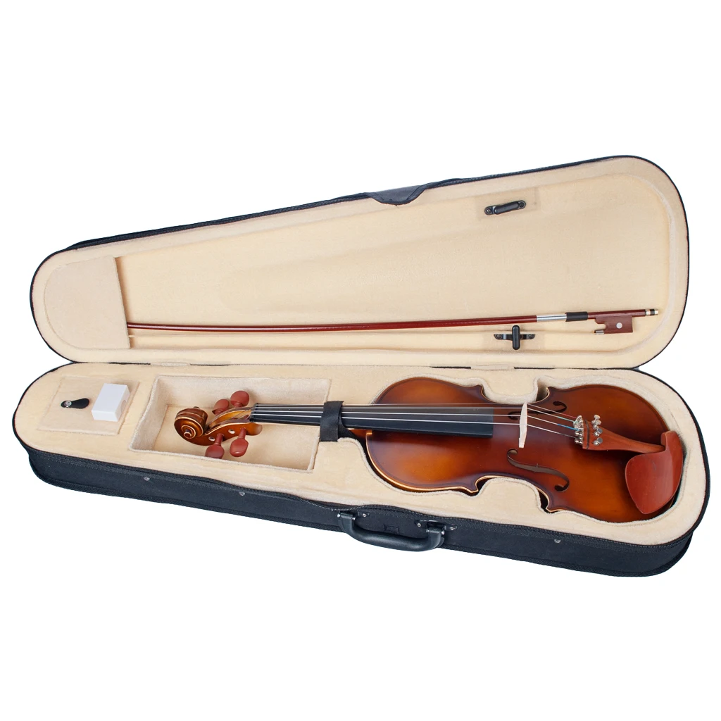4/4 Size Solid Wood Acoustic Violin Fiddle with Storage Case Bow Rosin for Violinist Violin Players