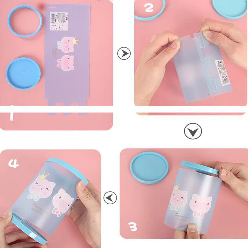 Милый мультфильм шаблон DIY Круглый держатель ручки для студентов канцелярские принадлежности ручка держатель офиса школы рабочего стола хранения украшения коробка