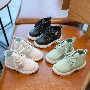 

2020 New Style Mid-Tube Children Martin Boots Daisy Boys and Girls Short Boots British Style Fashion Casual Low Heel Side Zipper