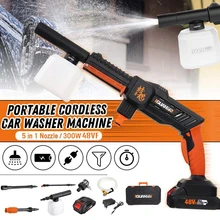 Моечная машина высокого давления 48 В, 72 бар, ручной автоматический распылитель, мощная насадка 5 в 1, садовый водяной насос для батареи Makita Моечная машина высокого давления 48 В, 72 бар, ручной автоматический распылитель, мощная насадка 5 в 1, садовый водяной насос для батареи Makita