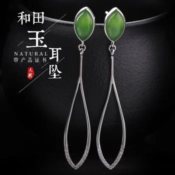 

Earings Fashion Jewelry Manufacturers Selling Antique Hetian Jade Earrings With Certificate Of 925 Inlaid Natural Cheongsam