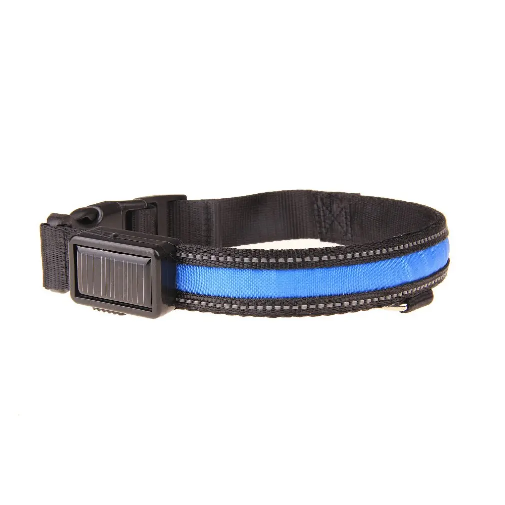 

LED Dog Collar Flashing Light Up Night Safety Collar Solar Powered USB Rechargeable Waterproof Adjustable Pet Necklace Collar