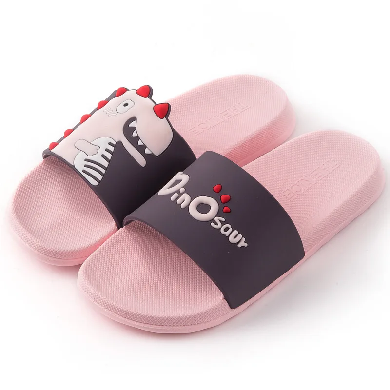 Women Summer Slippers Cartoon Dinosaur Lovely Slide NonSlip Bathroom Indoor Home Flip Flops Women Men Sandals Female Beach Shoe
